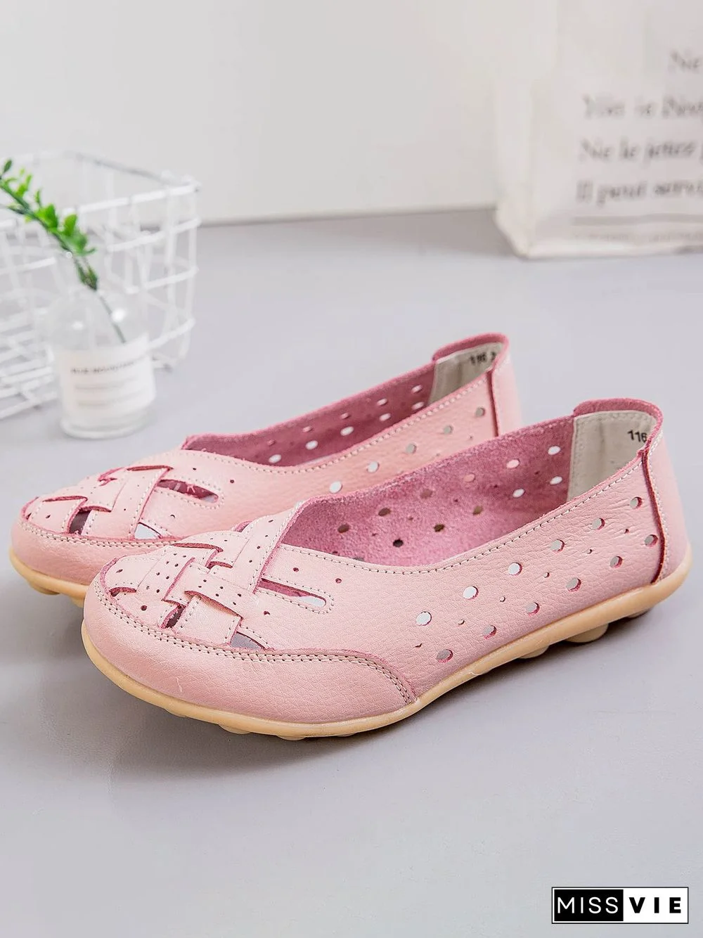 Hollow Leather Soft Sole Shoes