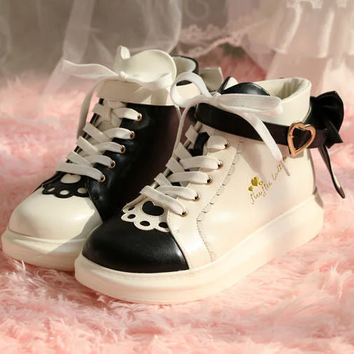 Lolita Shoes Women Sneakers Sweet Kawaii Pink Fashion Student High Top Sports White Platform Cute College Loli Running 2022