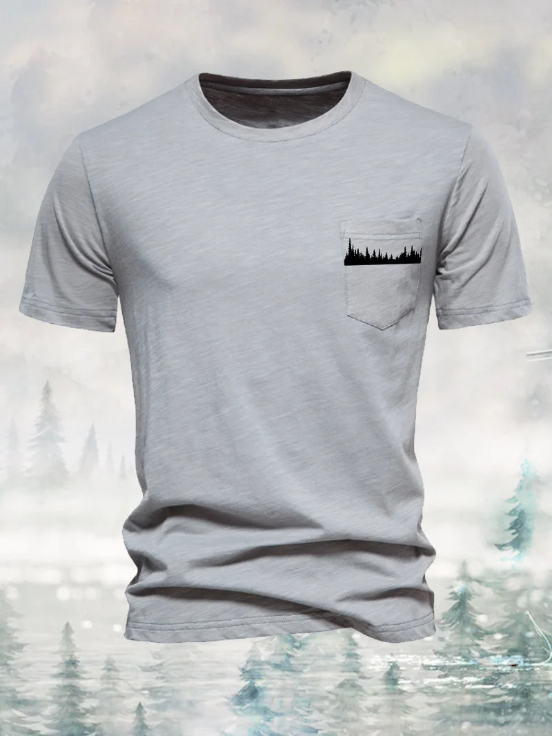 Men's Outdoor Forest Tree Patch Pocket Short-Sleeved Shirt in  mildstyles