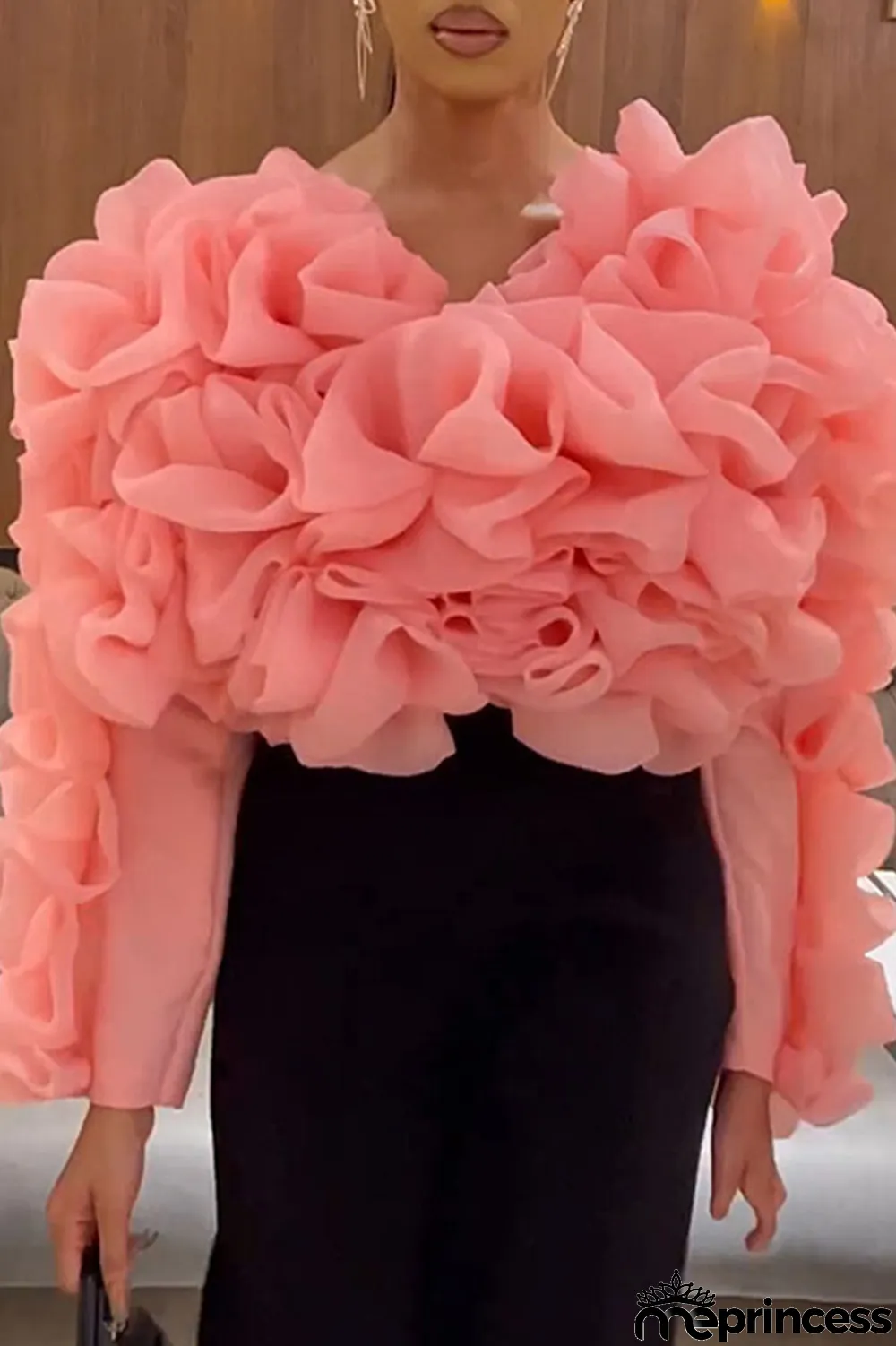 White Elegant Solid Patchwork Appliques O Neck Tops