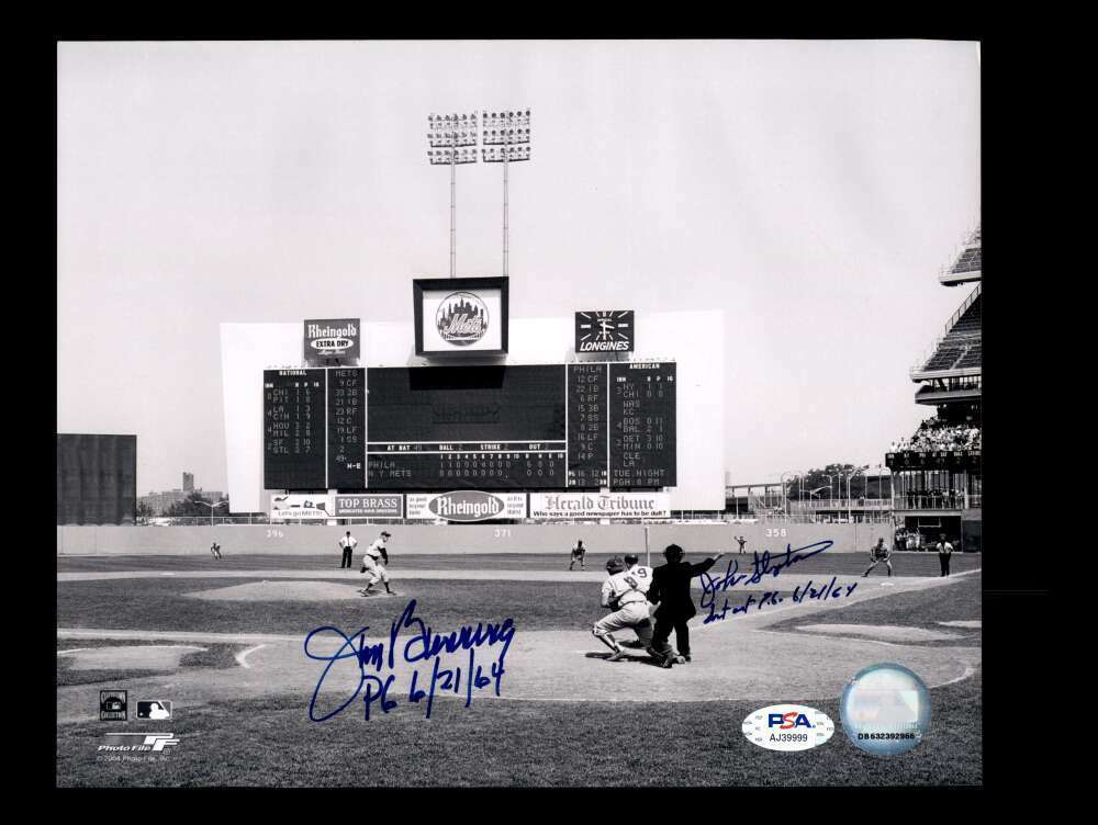 Jim Bunning John Stephenson PSA DNA Coa Signed 8x10 Photo Poster painting Perfect Game Autograph