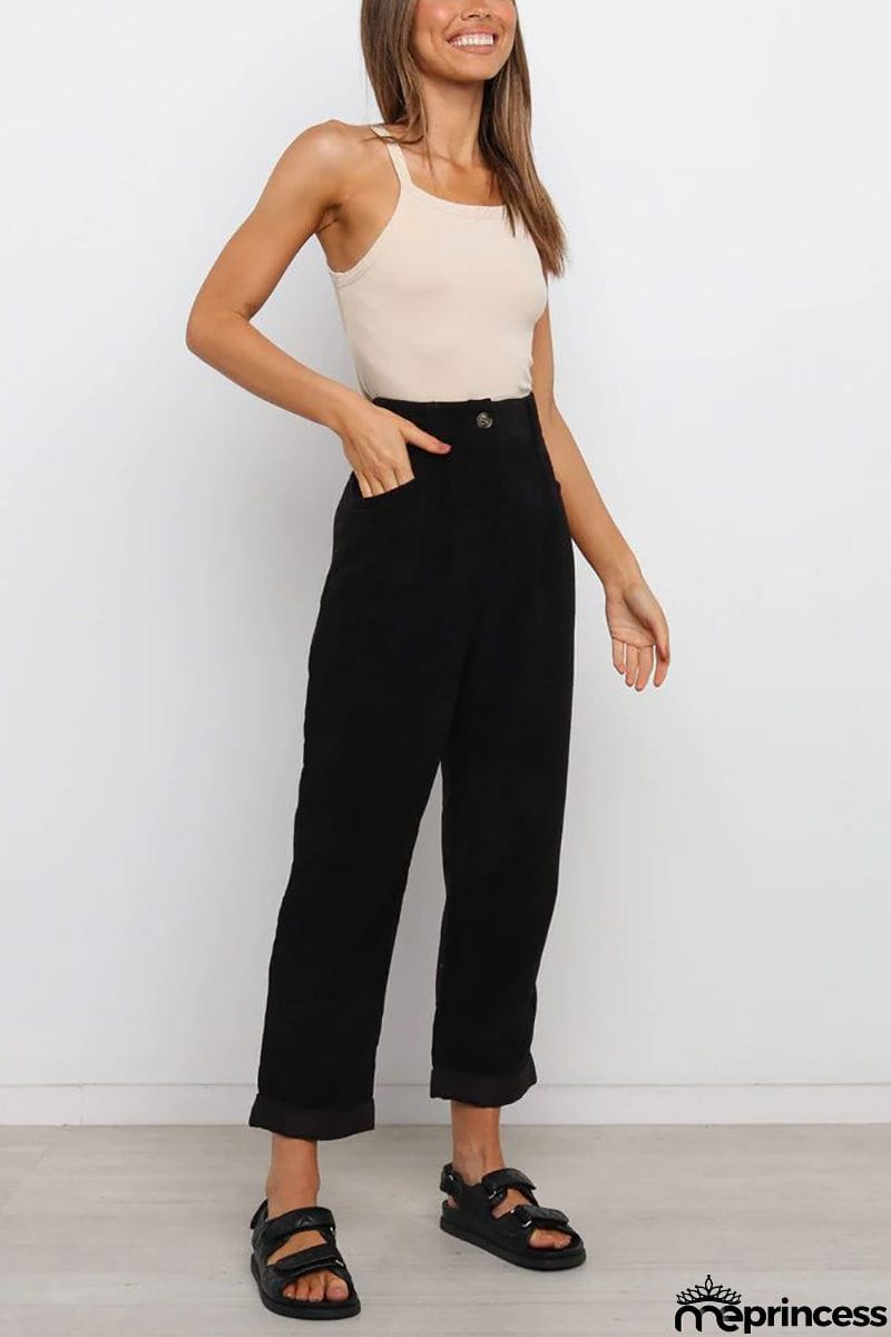 High Waisted Baggy Corduroy Pant