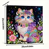 (25x25cm)DIY Pearl Painting Cat Framed Handmade Pearl Material Art Kit Living Room Decor