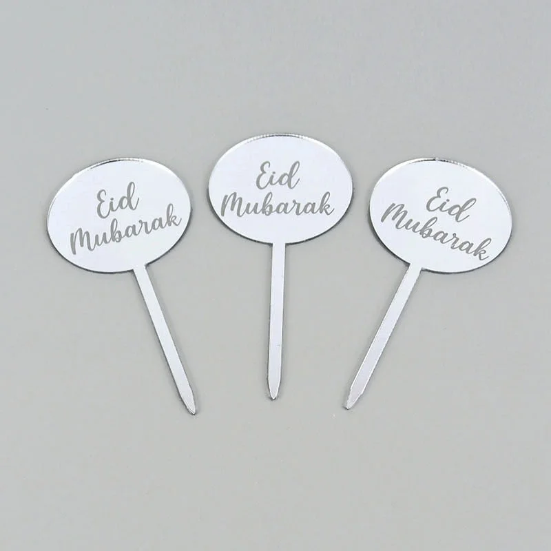 5/10pcs Eid Mubarak Acrylic Cupcake Topper Gold Ramadan Kareem Cake Topper Islamic Muslim Festival Party Cake DIY Decorations
