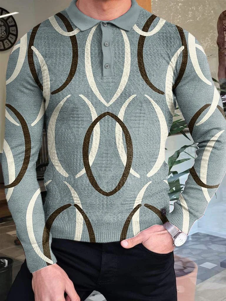 men's casual polo plaid long sleeves