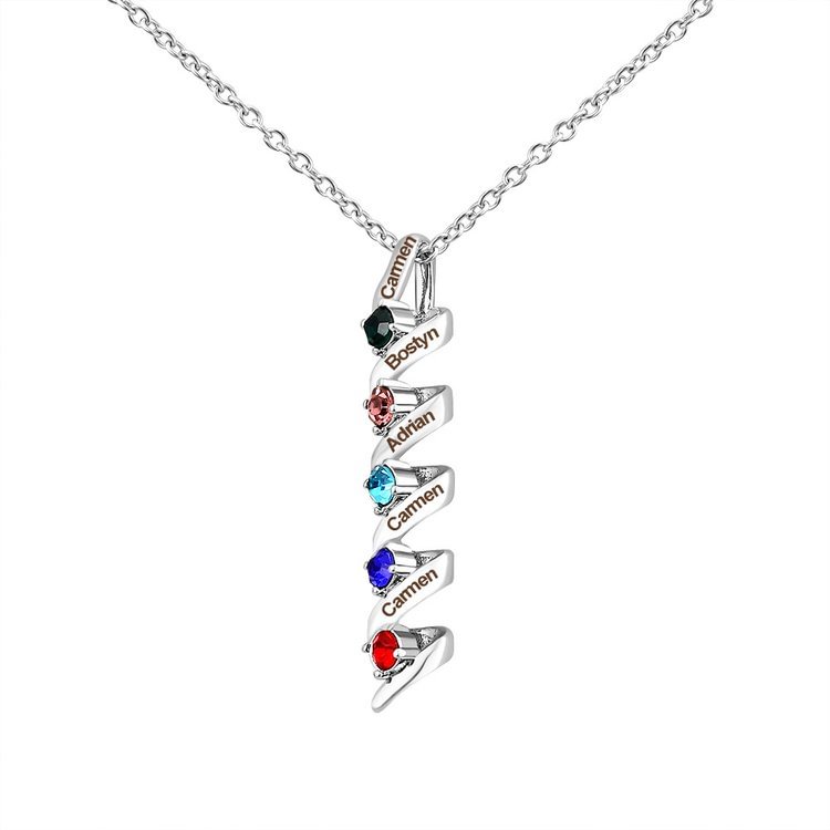 Karativa Personalized Mother Necklace Cascading Pendant with 2-6 Birthstones
