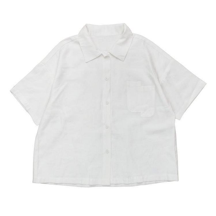 Pure Color Irregular Pocket Shirt - Modakawa Modakawa