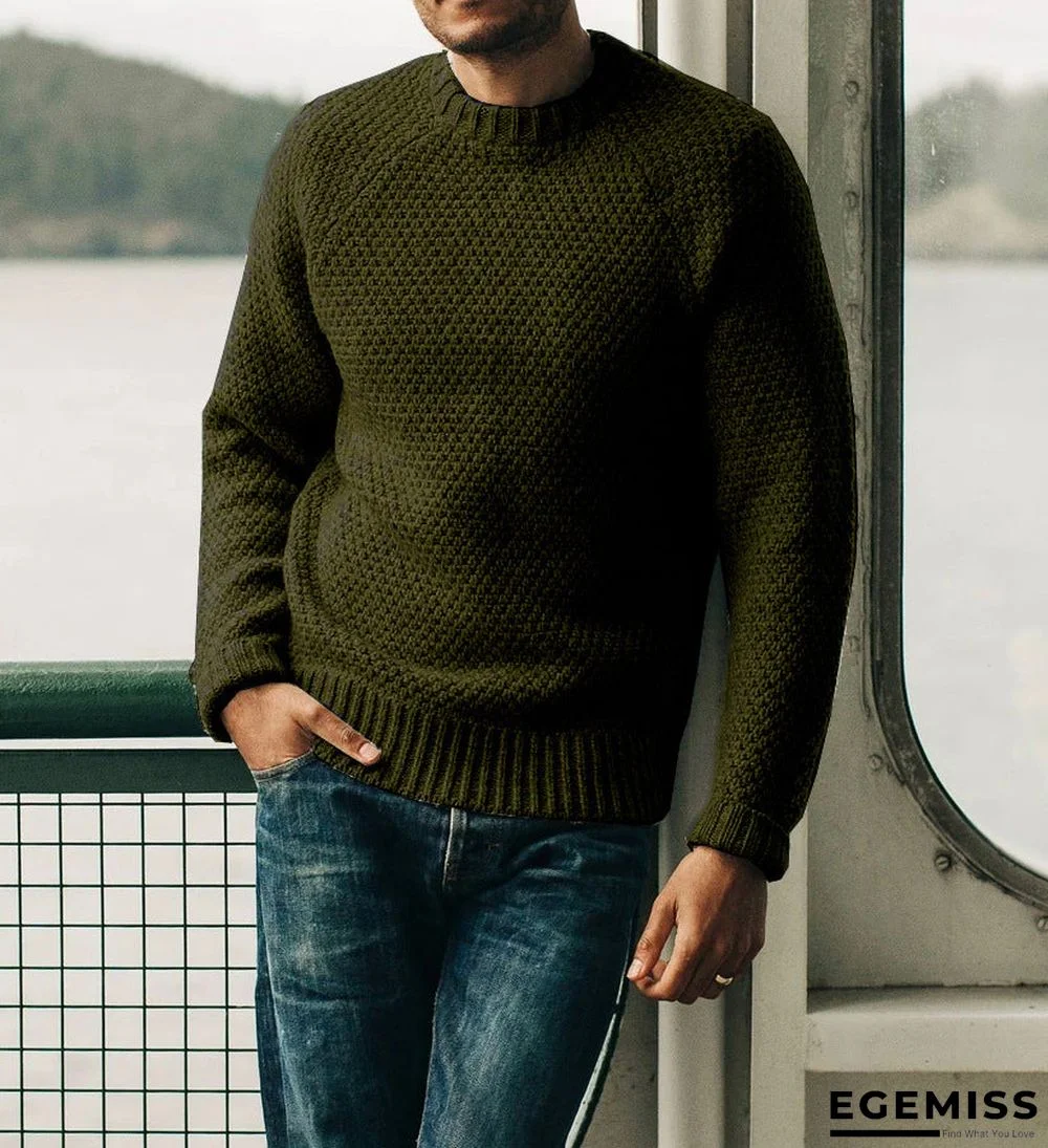 Casual Color Round Neck Sweater Male | EGEMISS