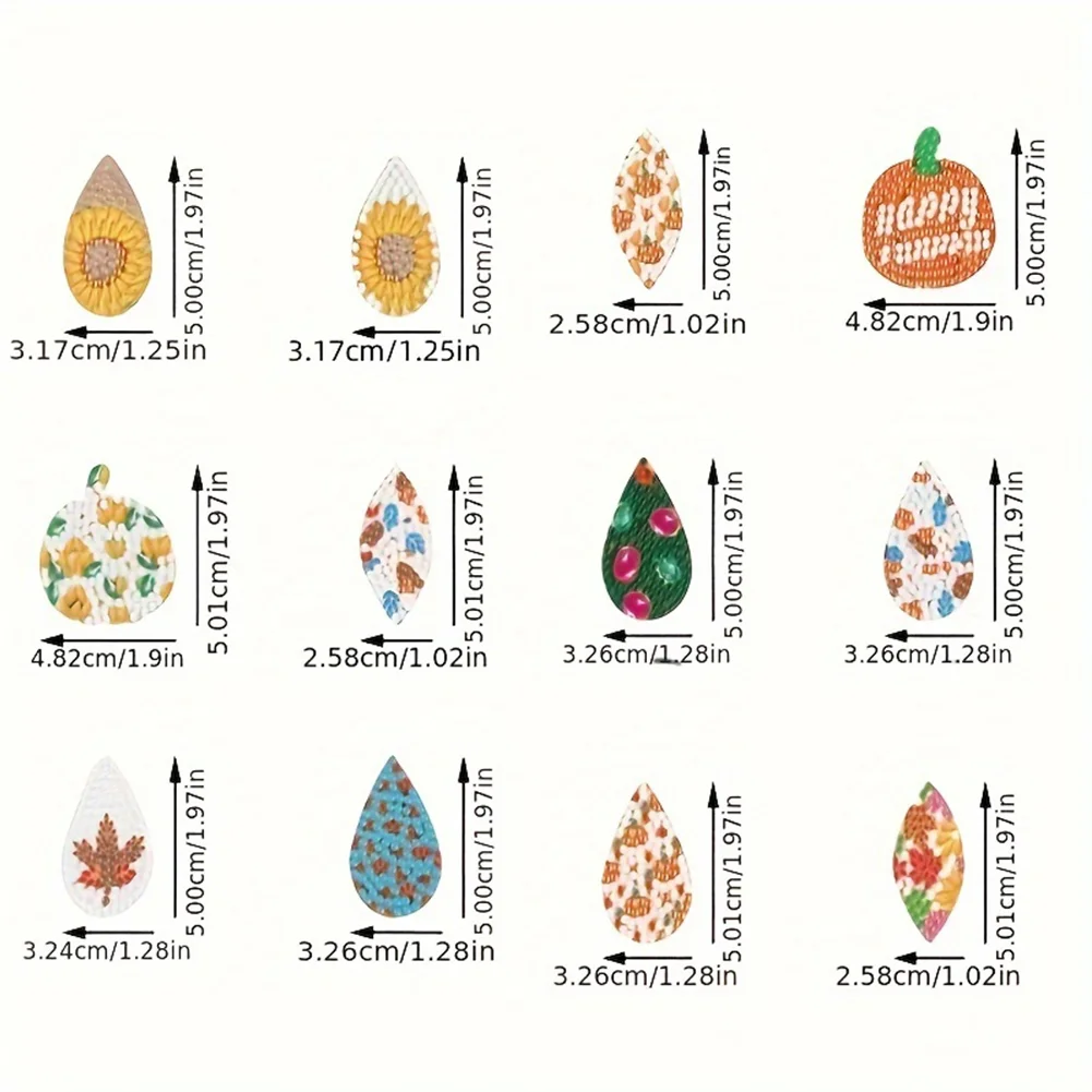 DIY 12 Pairs Double Sided 5D DIY Earring Making Kit Drop Earrings Jewelry Pendant