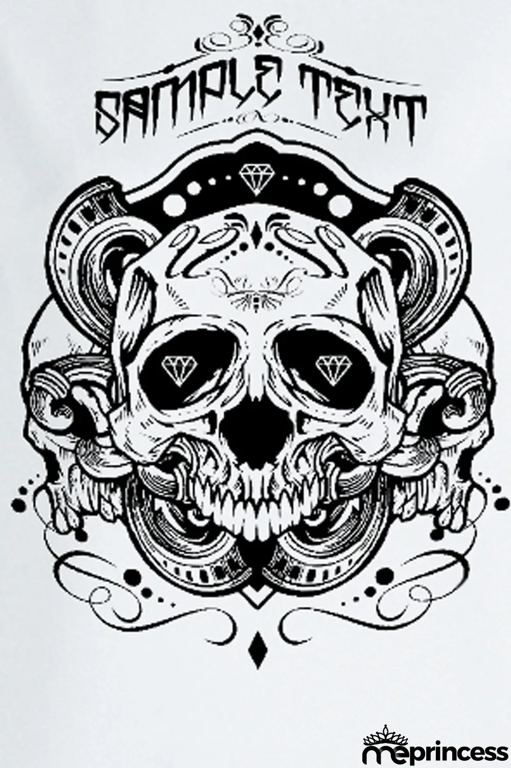 White Casual Street Print Skull Patchwork O Neck Tops