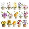 Crochet Flowers Potted Plants Decorative Crochet Ornaments DIY Gifts for Friends