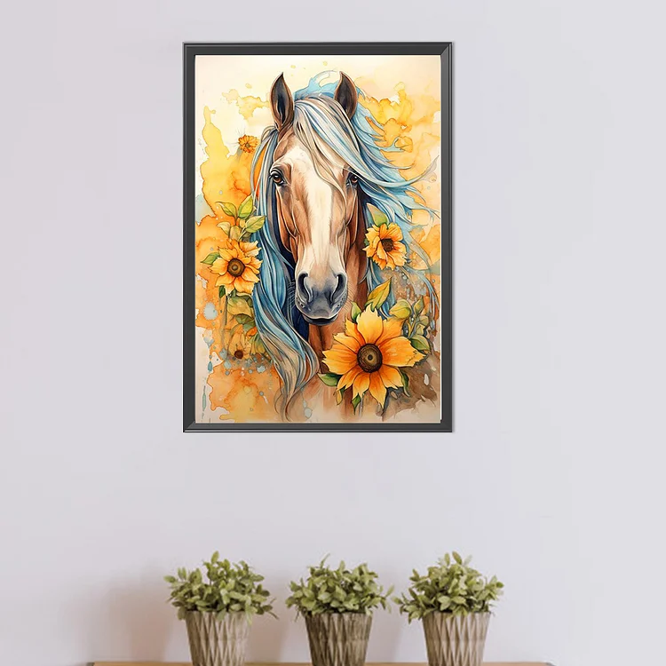 Sunflower Horse - Full Round(Partial AB Drill) - Diamond Painting(45*65cm)