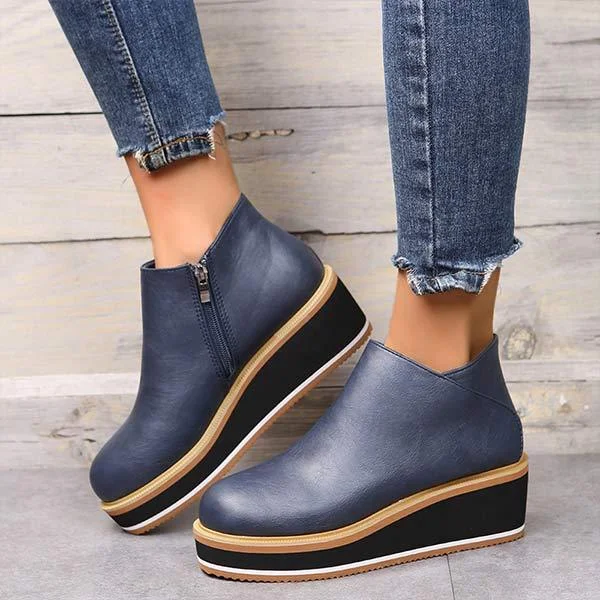 Women'S Wedge Side Zip Ankle Boots 48277390