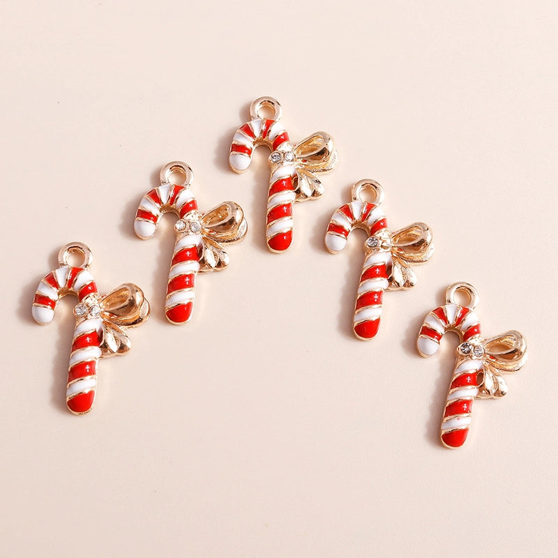 10 PCS/Package 15 * 22mm Zinc Alloy Zircon Crutch Pendant Jewelry Accessories