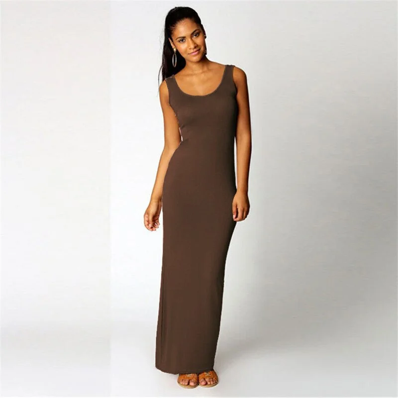 Sleeveless long Dress Basic Women Summer Black Party Sexy Yellow Clubwear 2020 Dresses