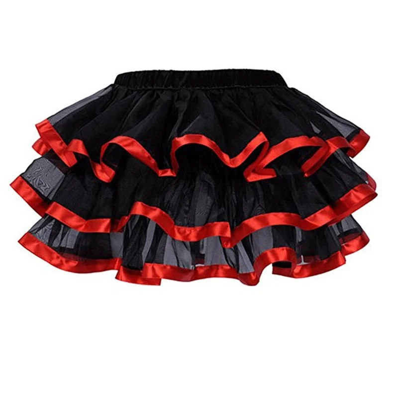 Sapubonva Tulle Skirts Womens Adult Tutu Skirt Faldas Saias Femininas Pleated Midi Costume Corset Skirts Ladies Plus Size Red