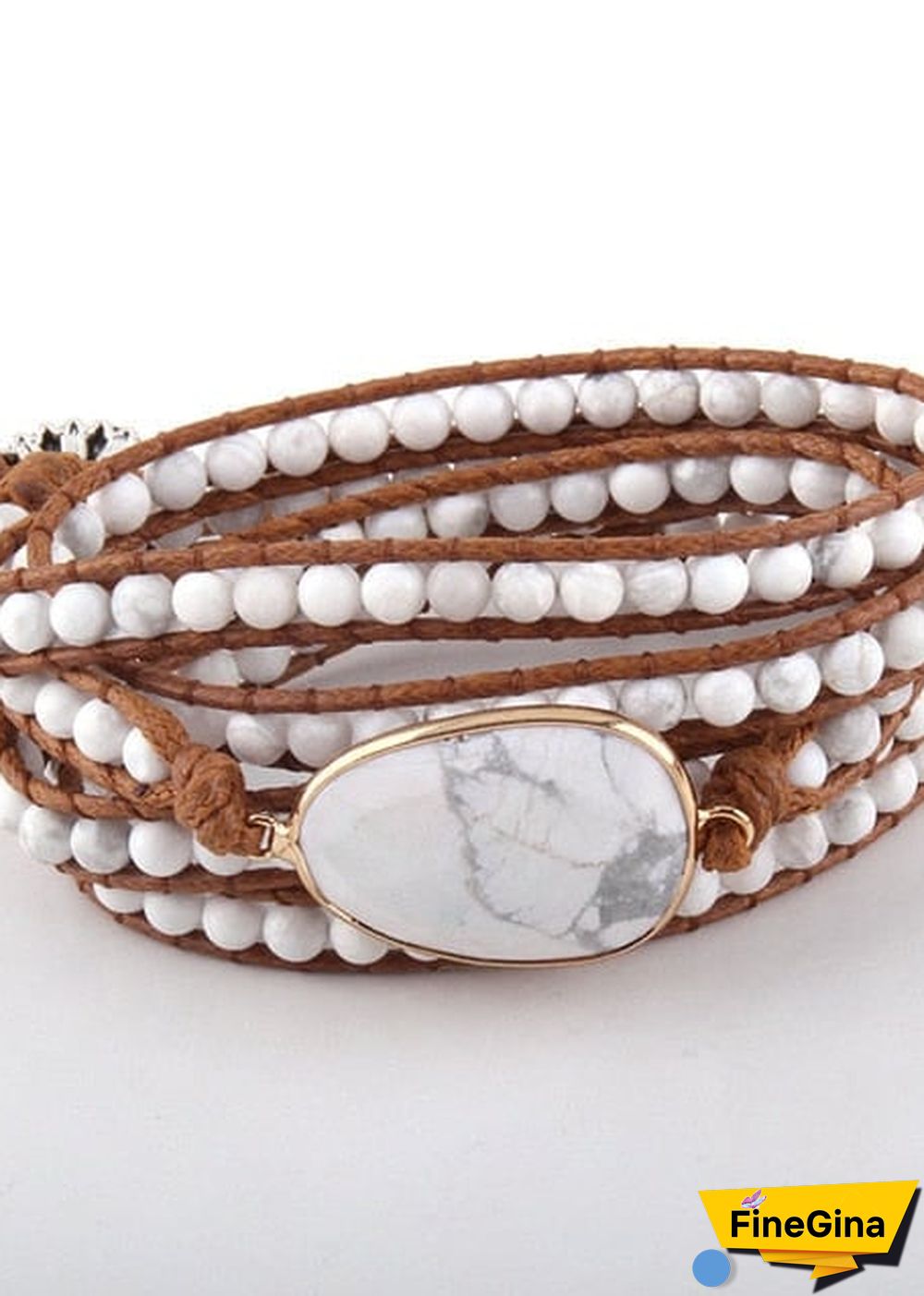 Boho Bracelet, RH 5 Layers Leather Wrap Bracelet, Natural Stones, Navy Lapis