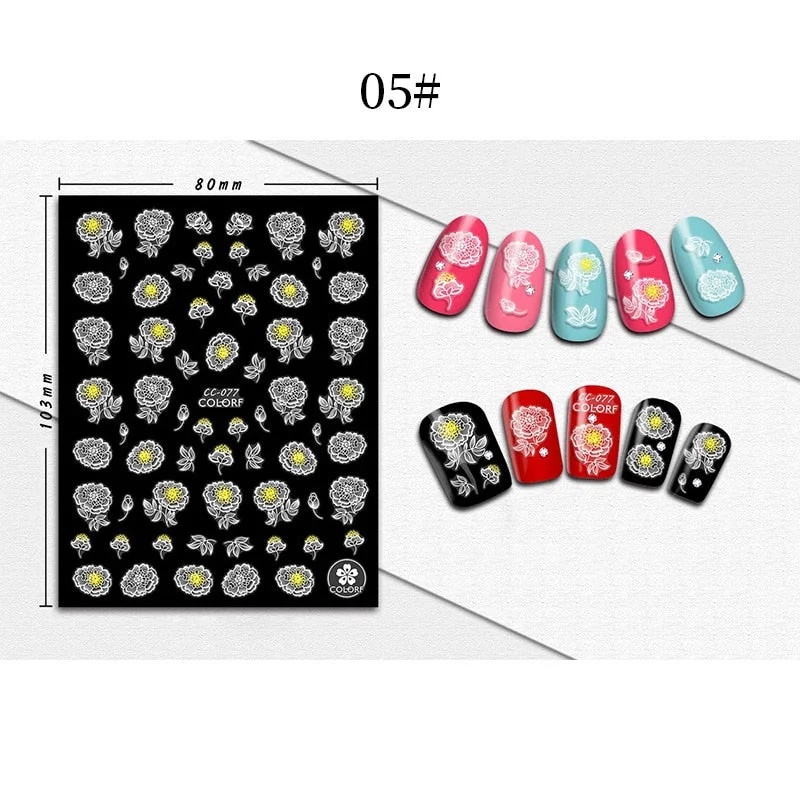 1 Sheet 3D Halloween Nail Sticker Christmas Skull Bone Snake Butterfly Maple Leaf Pattern Decals Manicures 3D Nail Decorations