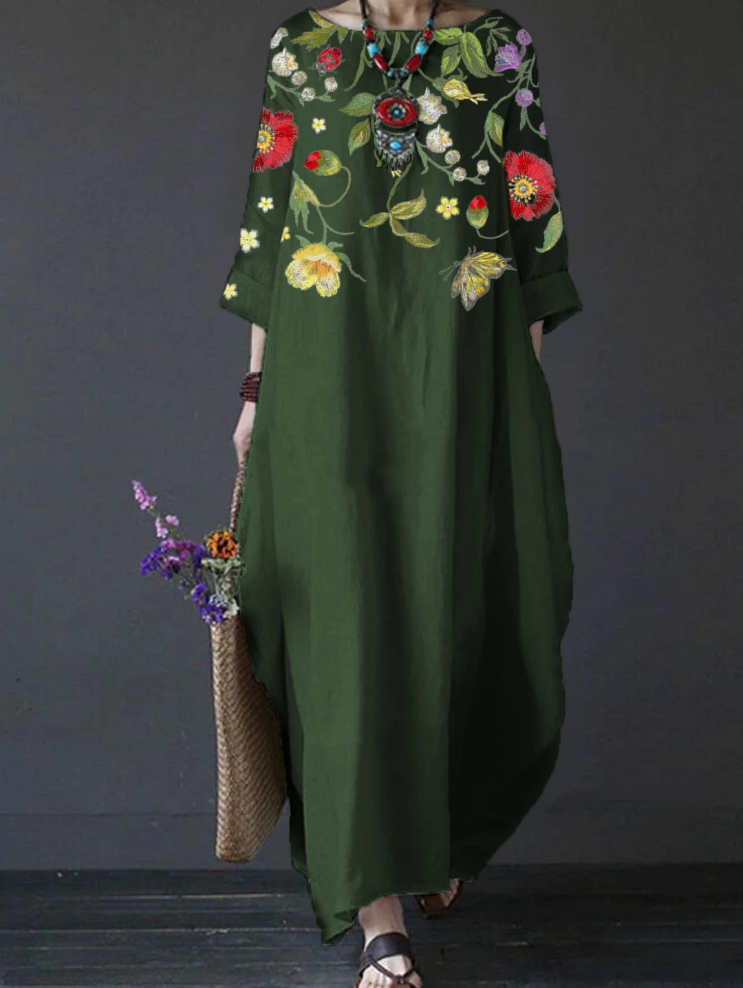 UR Women's Floral Print Loose Plus Size Dress