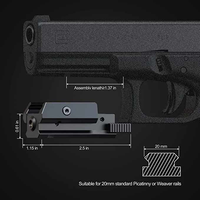 ohhunt® Red/Green Laser Sight Waterproof Military Grade Low Profile Pistol Laser Sight Rifle Laser Sight for Picatinny Rail