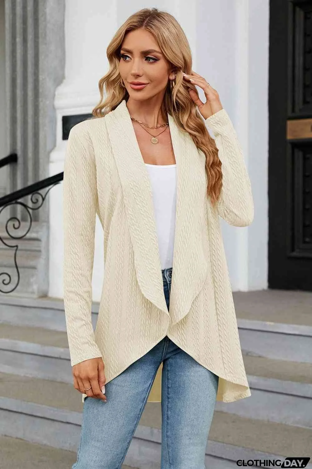 Open Front Long Sleeve Cardigan