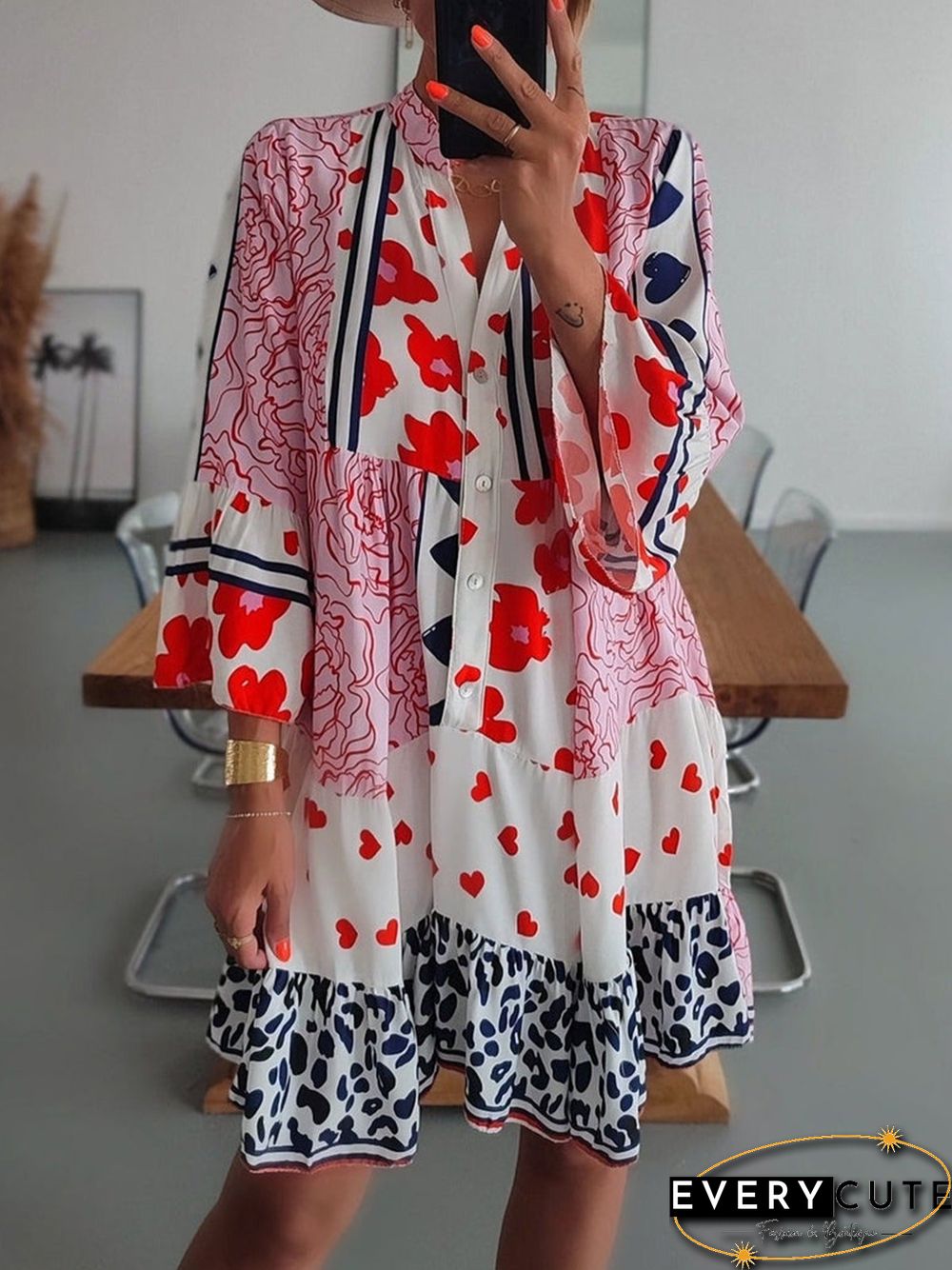 V Neck Loose Boho Dresses