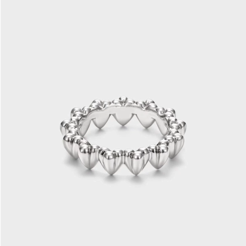 Copper Silver Plated Inlay Round Natural Stone Gem Rings