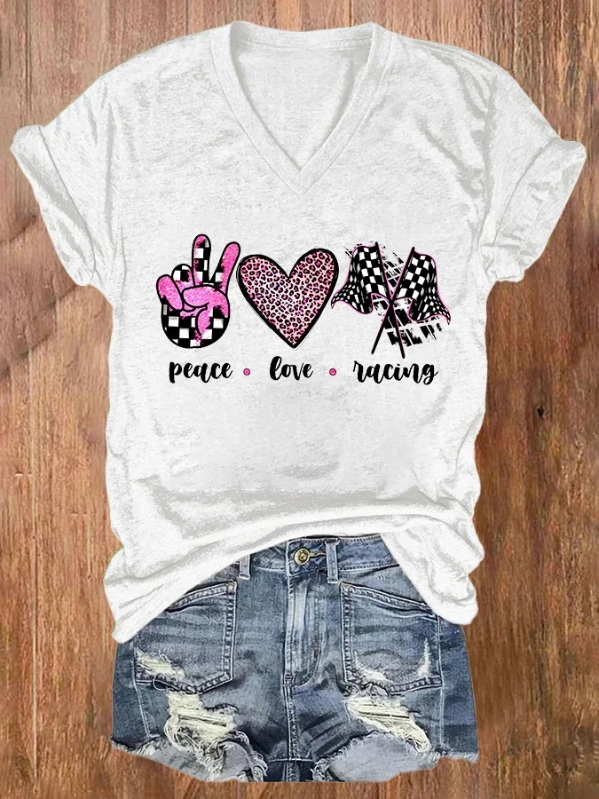 Peace Love Racing Print Women's T-shirt