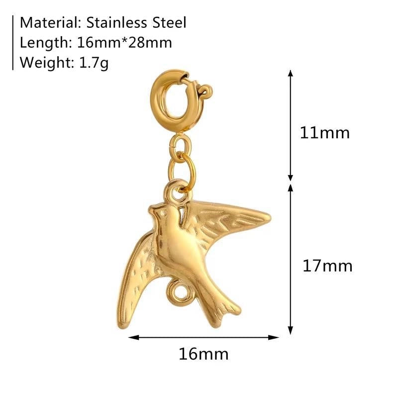 1 Piece 16 * 17mm 18*14mm 304 Stainless Steel Zircon Geometric Heart Shape Butterfly Polished Pendant Jewelry Accessories