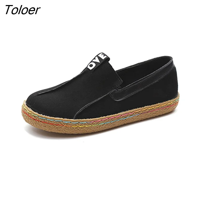 Toloer Women Loafers Casual Shoes Female Round Toe Slip-On Wide Shallow Flats Lady Shoes Oxford Spring Summer Shoes For Women