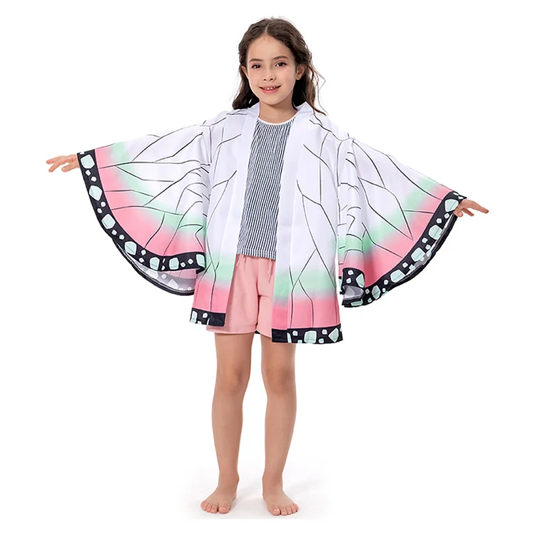 Demon Slayer: Kimetsu no Yaiba Kimono Coat Kochou Shinobu Cosplay Costume for Kids Children