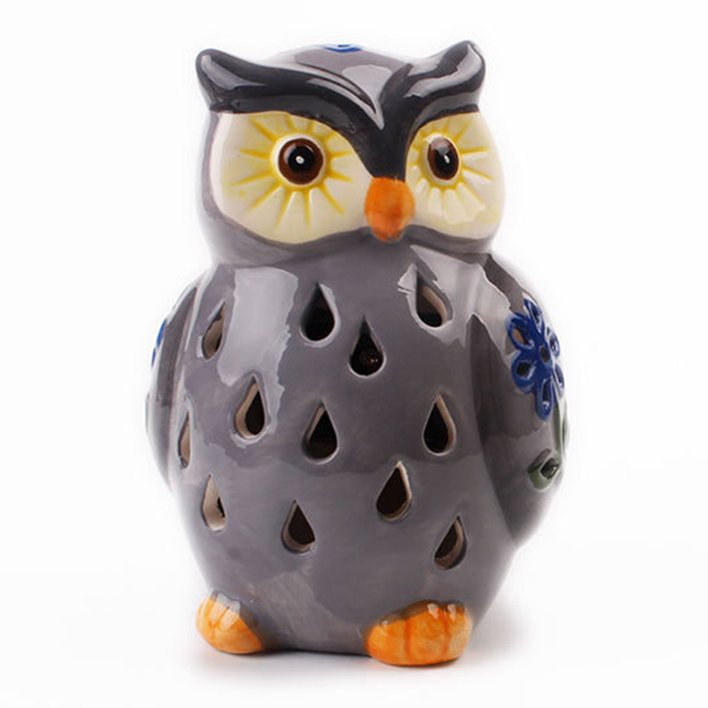 

LED Solar Light Simulation Ceramic Owl Lawn Lamp Yard Art Home Garden Decor, 501 Original