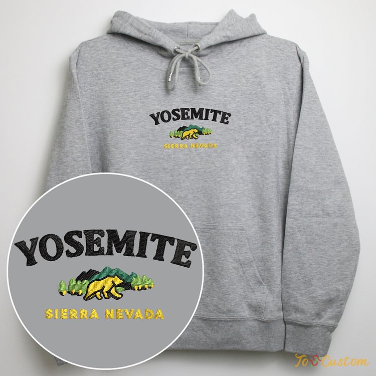 TOSCUSTOM™ YOSEMITE Sierra Nevada Custom Embroidered Hoodie Personalized Sweatshirt