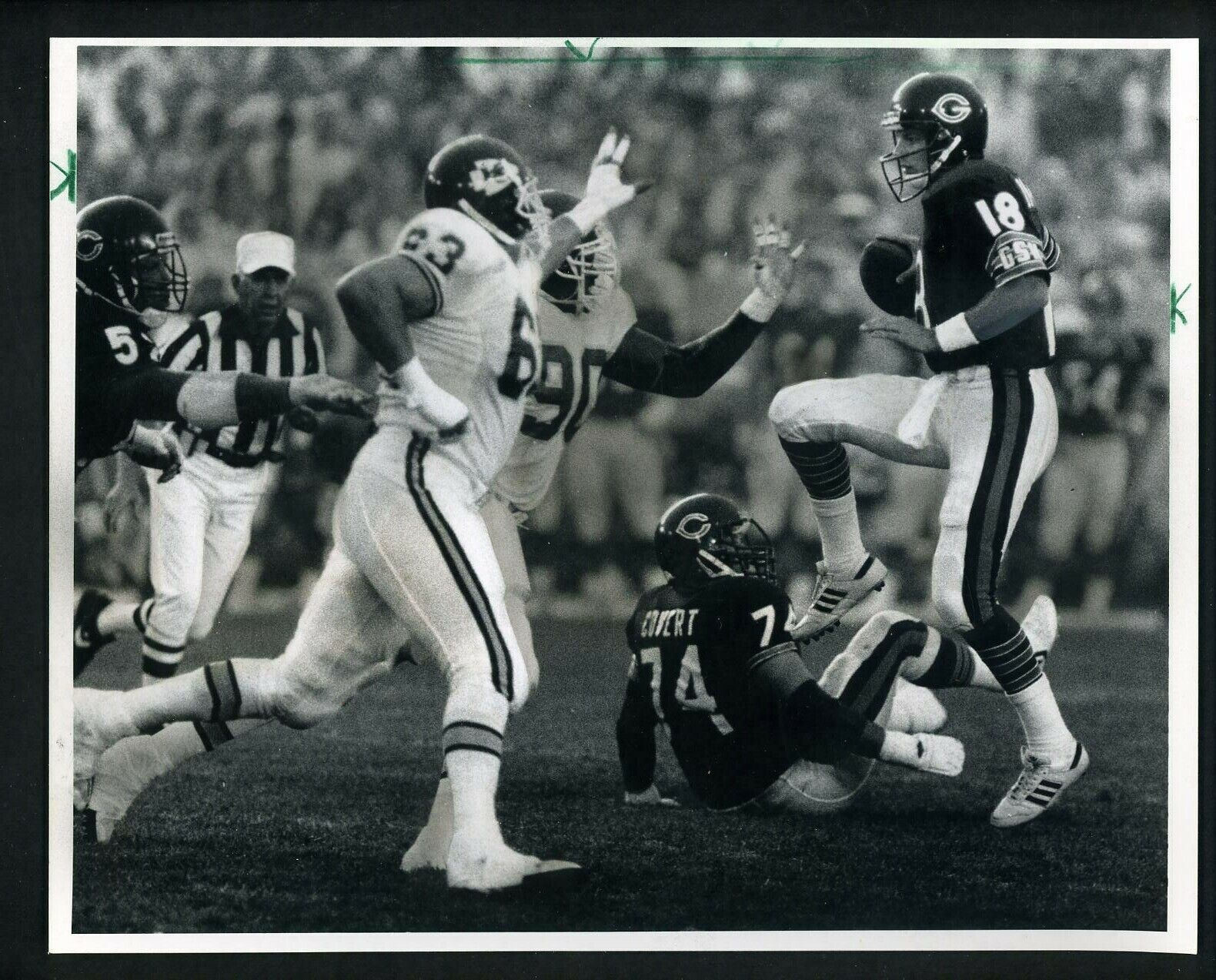 Mike Tomczak Bill Maas Neil Smith 1989 Press Photo Poster painting Chicago Bears KC Chiefs