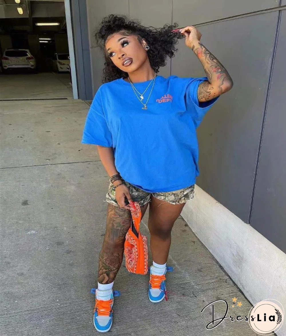 Street Loose Short Sleeve O Neck Pullover T-shirt