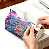 (24cm)Diamond Art Tissue Box Cover DIY PU Desktop Organizer Large(Flower)