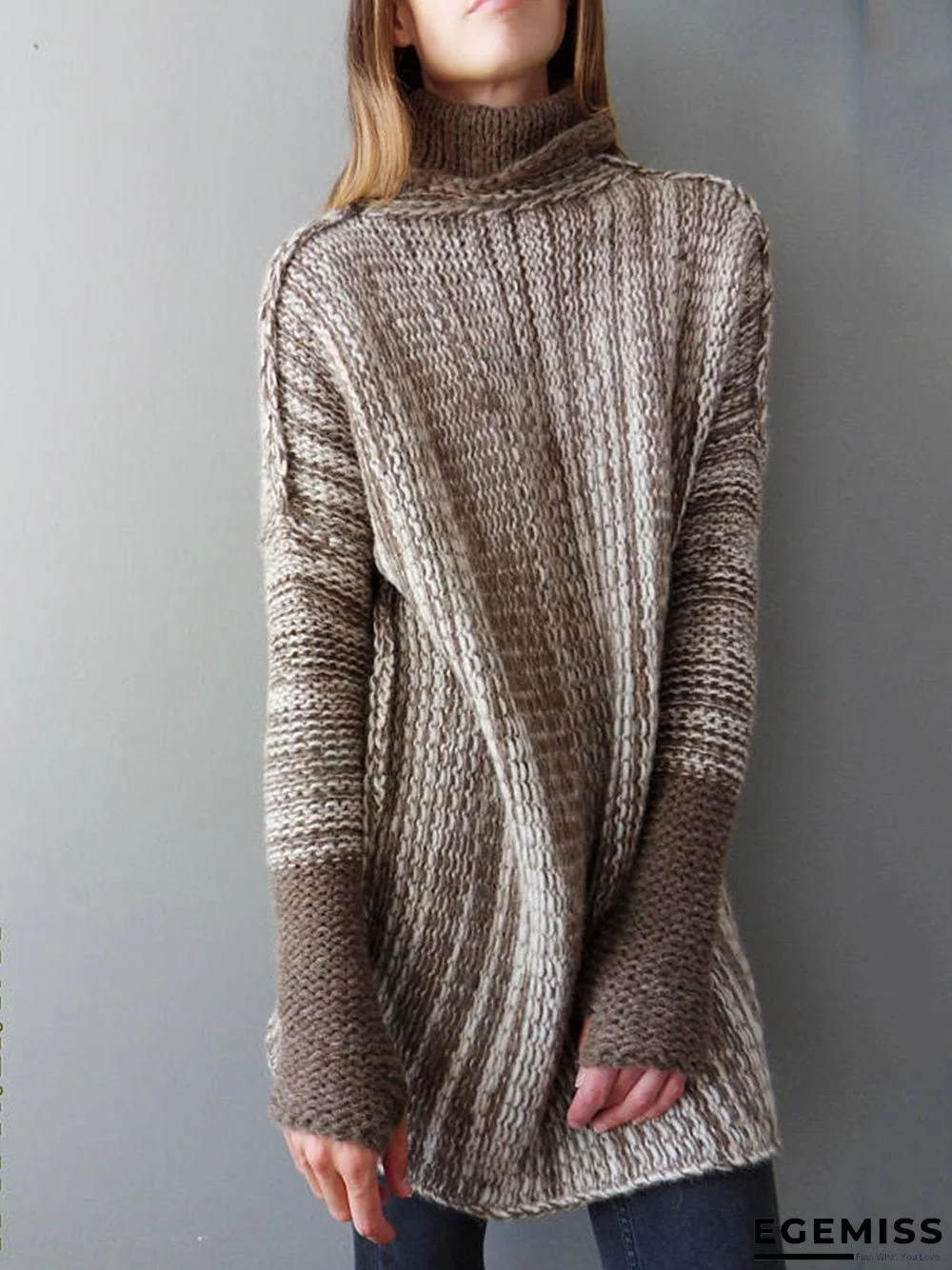 Casual Color-block Knitted Shift Sweater | EGEMISS