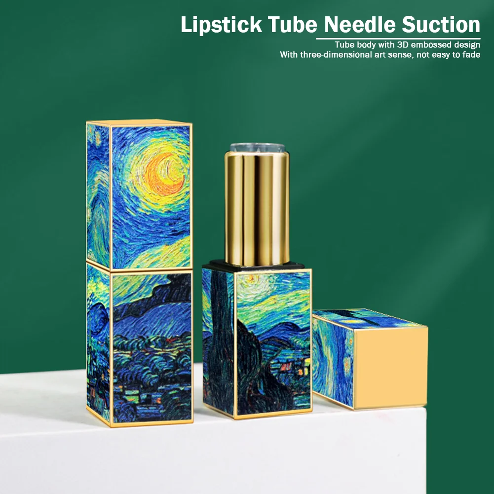 Lipstick Pin Cushion Retractable Sewing Needle Case 3D Oil Painting Tube