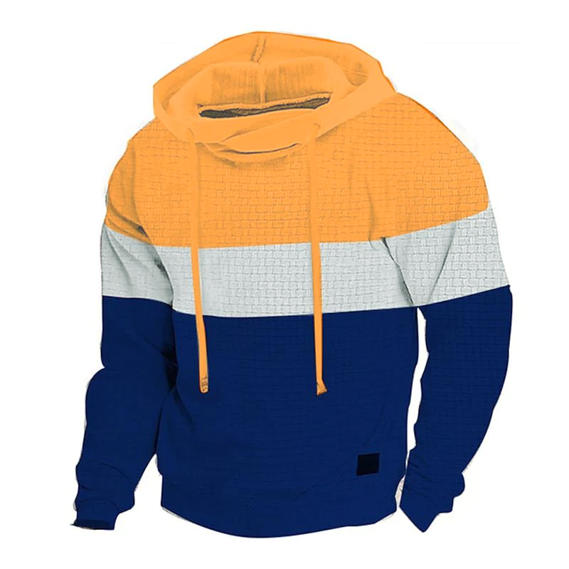Men's Casual Jacquard Color Contrast Long-Sleeved Hoodie