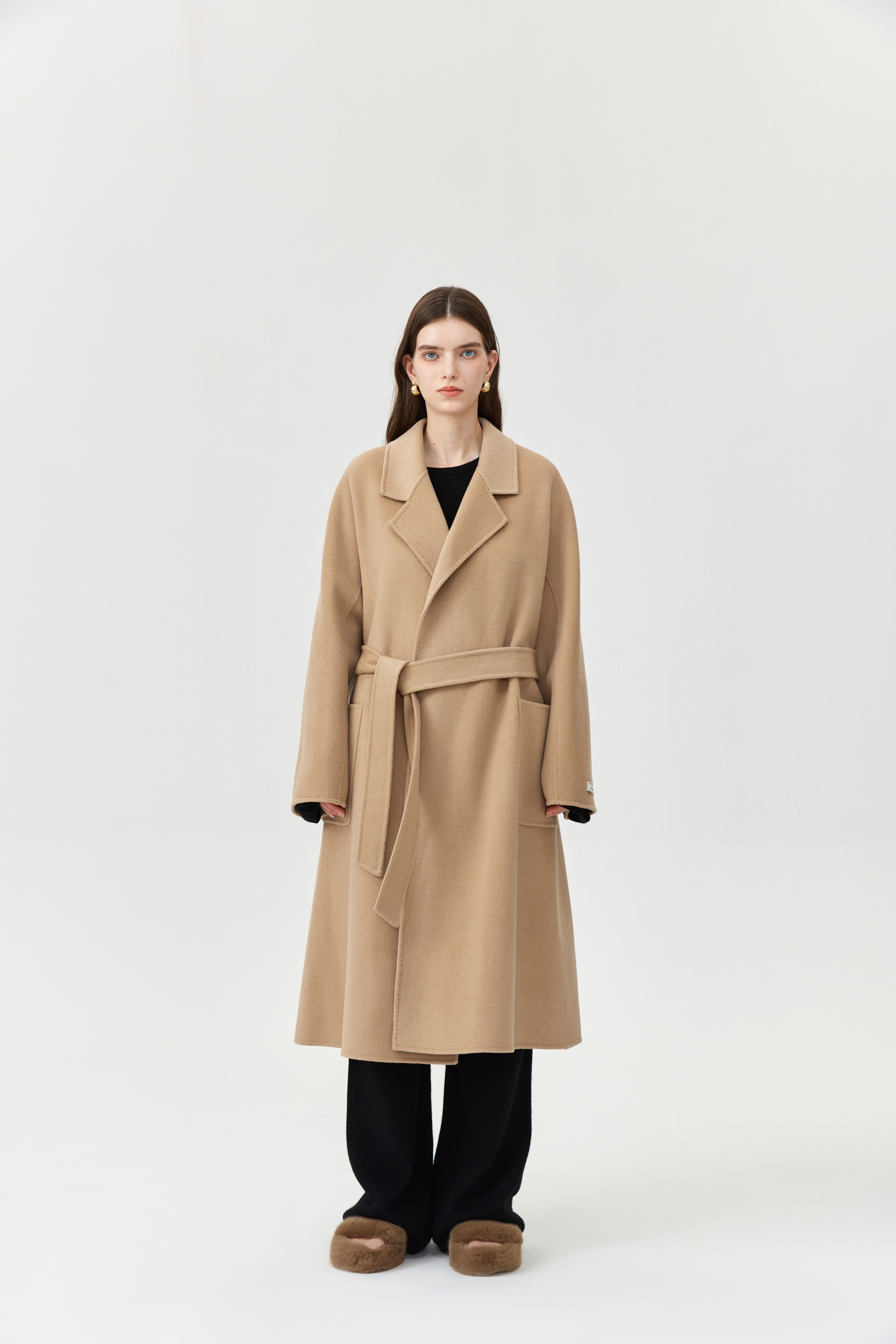 Wool Pocket Coat With Belt