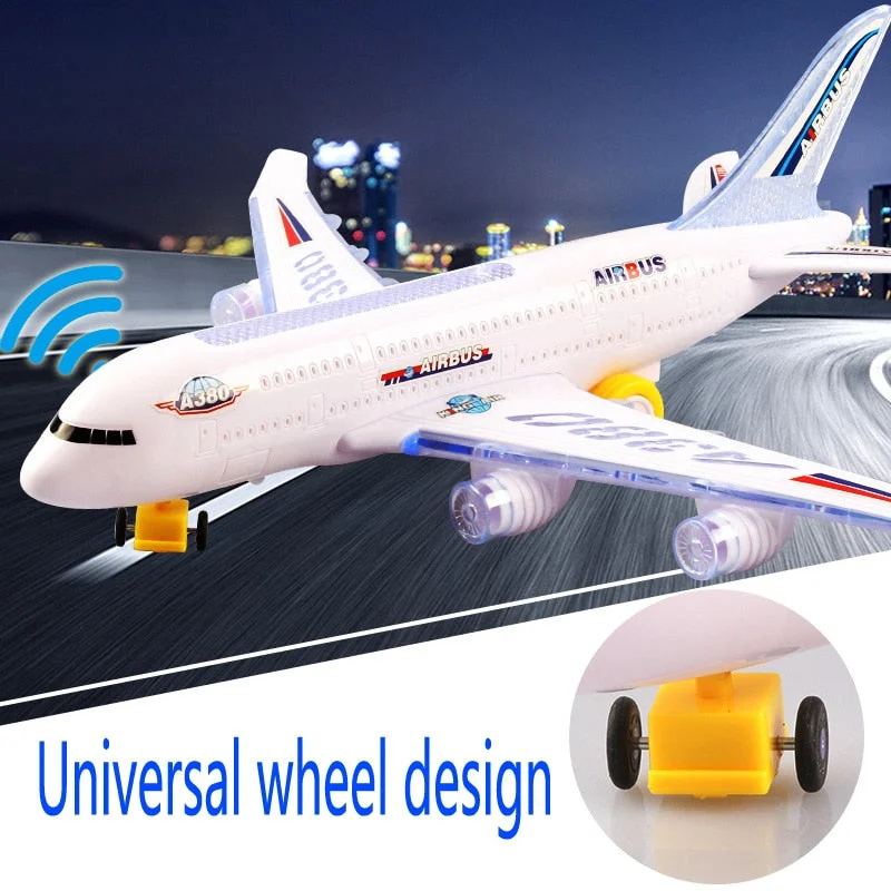 Kids DIY Assembly Airbus Aircraft Autopilot Flash Sound Aircraft Music Lighting Toys Electric Airplane DIY Toy for Children Gift