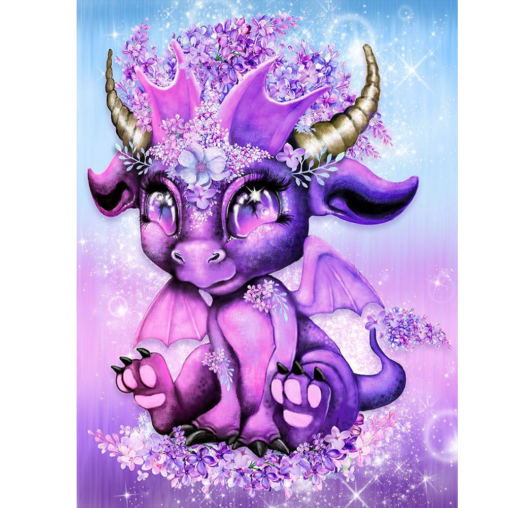 

30*40CM - Round Drill Diamond Painting - Pink Dinosaur, 501 Original