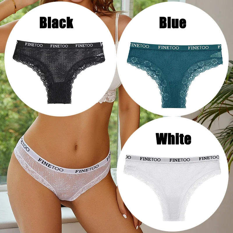 Billionm FINETOO Women Sexy Lace Panties Floral Perspective Underwear Intimates Brazilian Pant Female Breathable Thong Soft Lingerie