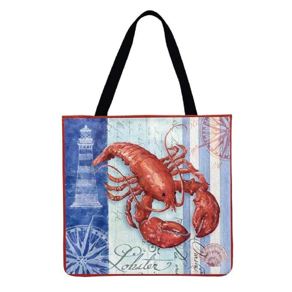 Linen Tote Bag-Lobster