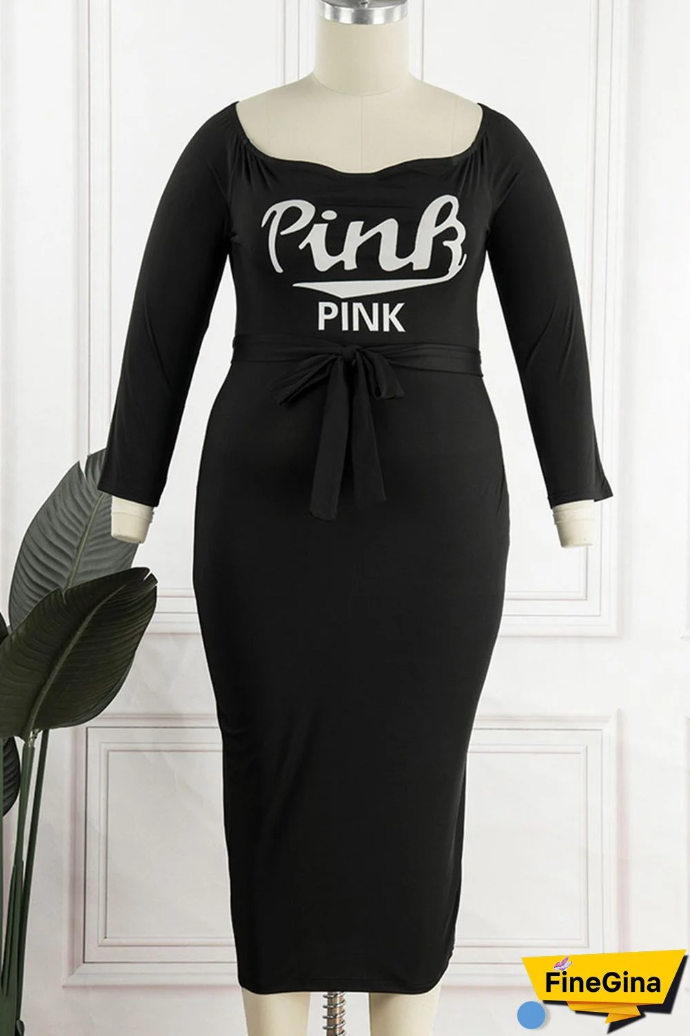 Blue Casual Print Bandage Patchwork Off the Shoulder One Step Skirt Plus Size Dresses