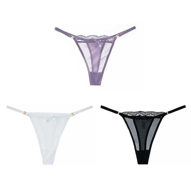Women's Lace Mesh G-string Sexy Panties Low Waist Underwear Thongs Lingerie Femme Hollow Out Perspective Fashion Panties