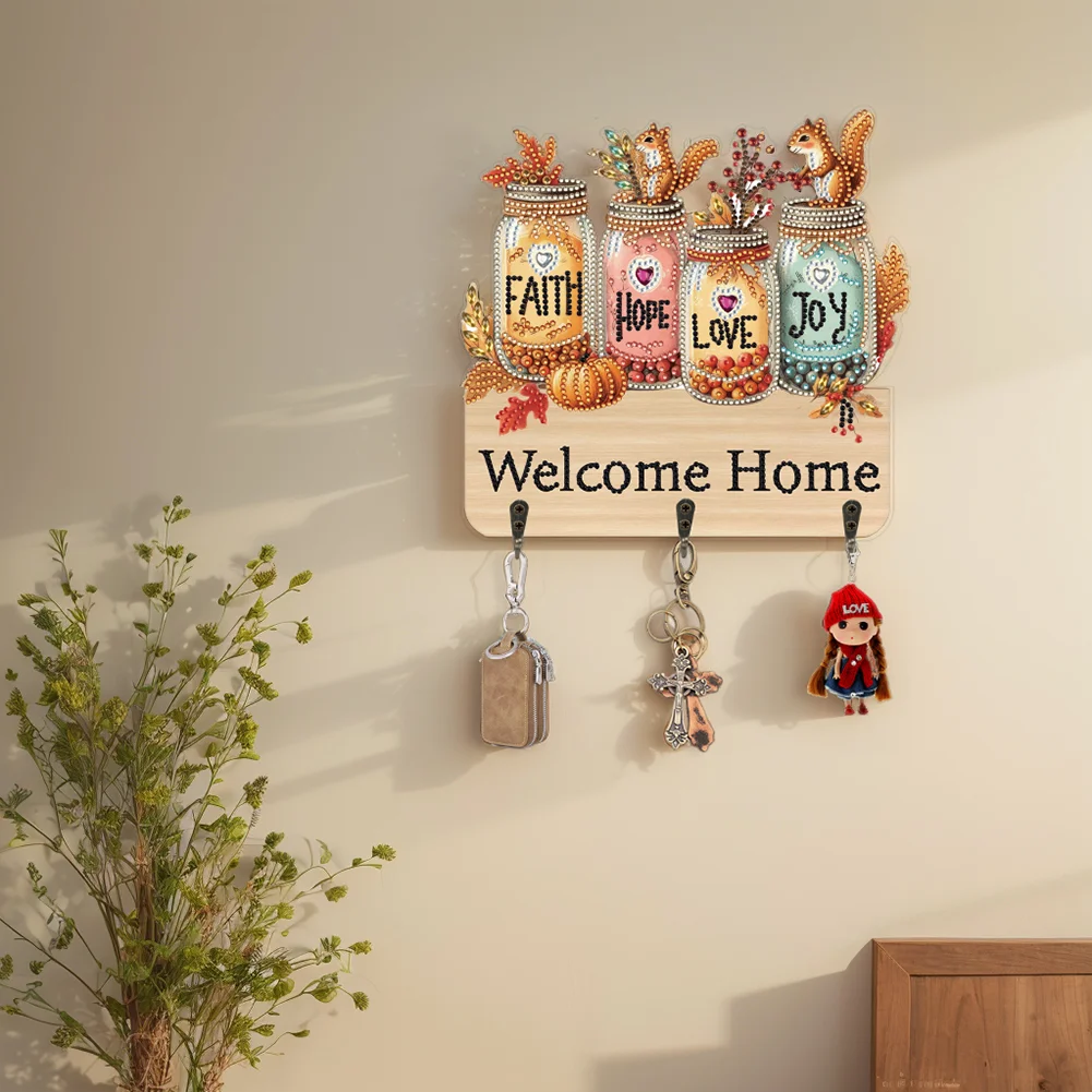 DIY Wooden Vase Diamond Art Hanging Hook Rail Diamond Painting Art Craft Wall Hooks