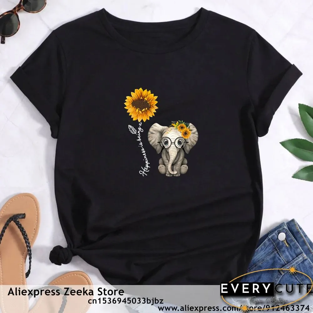 Womens Traveling Fun Print Tee-Shirt for Girls Y2K Harajuku Basics Collar White Shirt