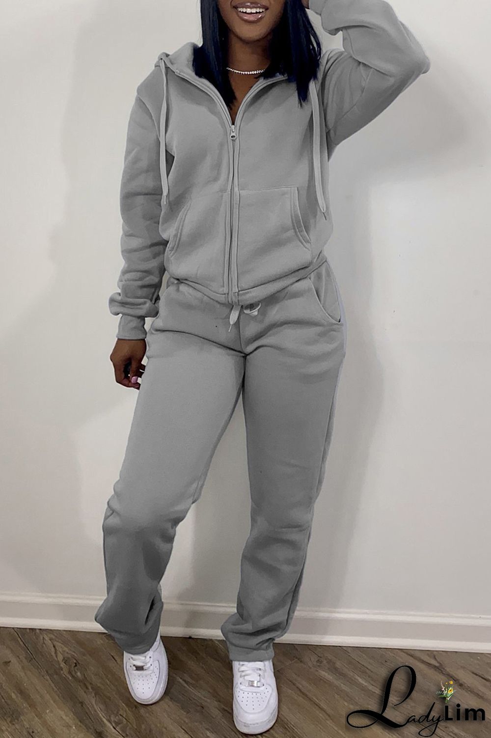 Red Fashion Casual Solid Basic Hooded Collar Long Sleeve Two Pieces