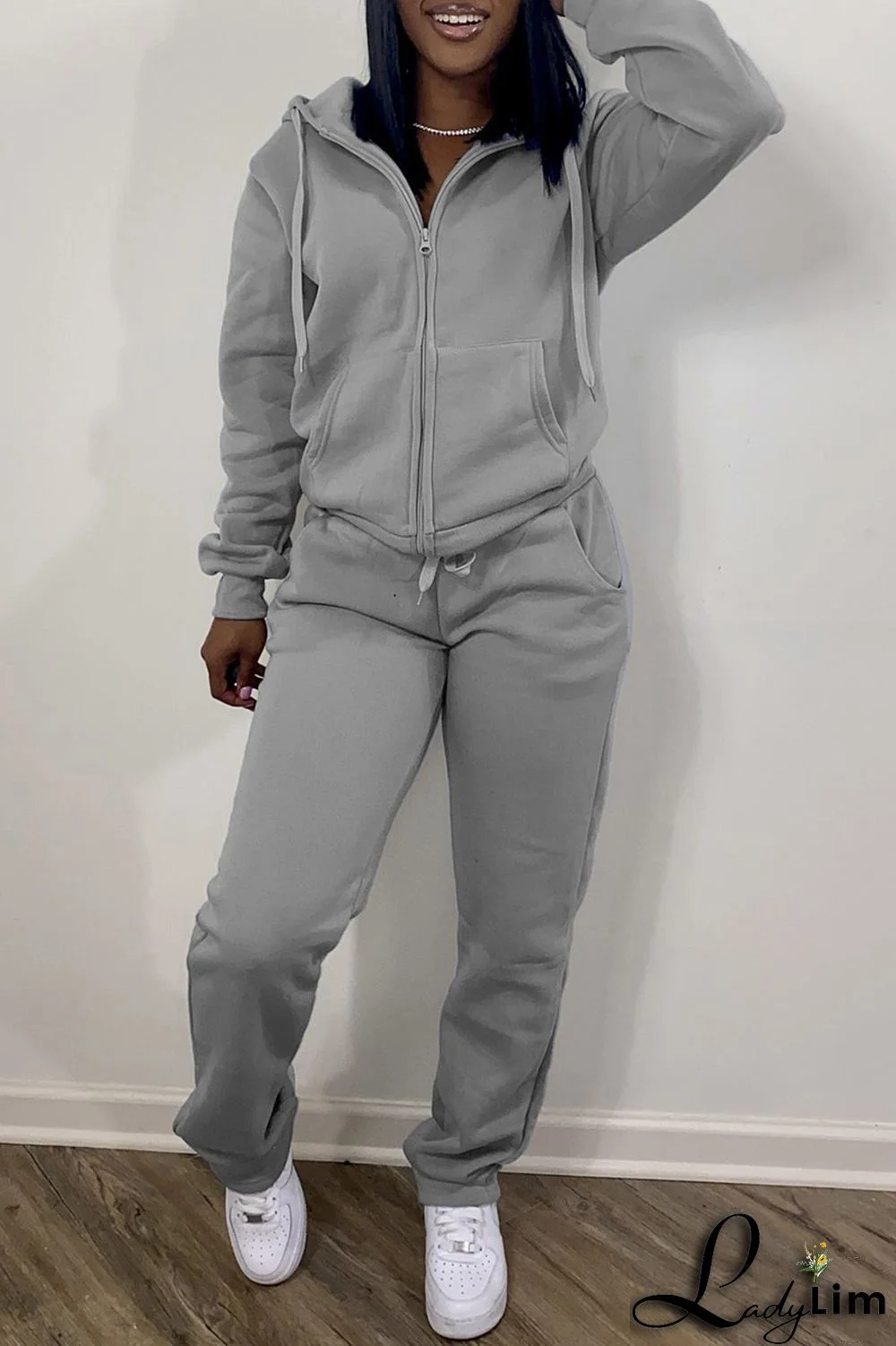 Red Fashion Casual Solid Basic Hooded Collar Long Sleeve Two Pieces